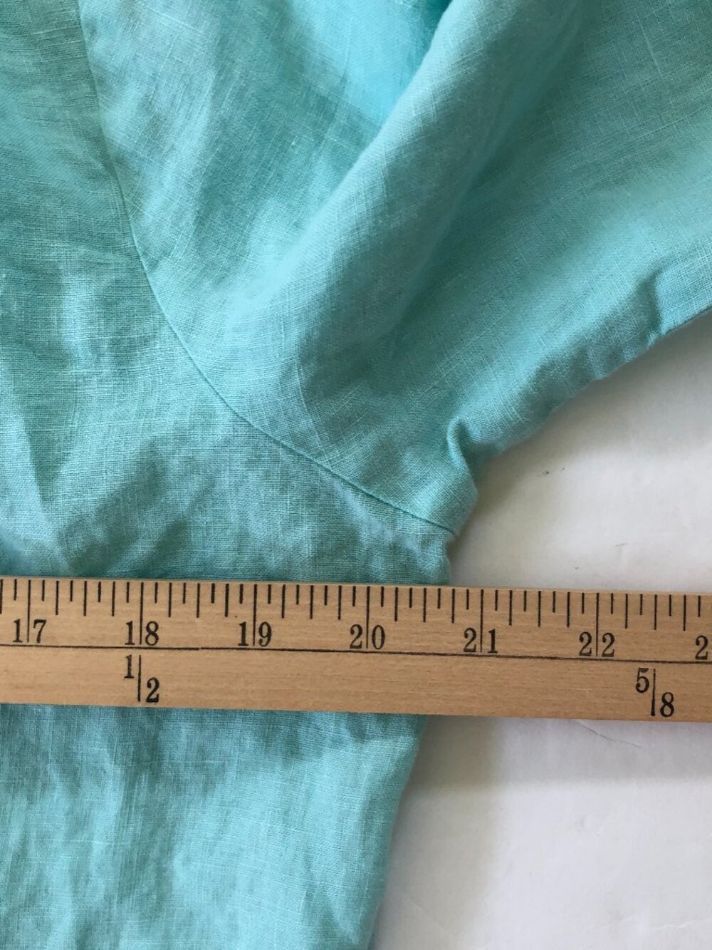 Russ Berens Aqua Blue Linen Full Button Tunic Top Medium Roomy Beachy Coastal - Picture 9 of 10